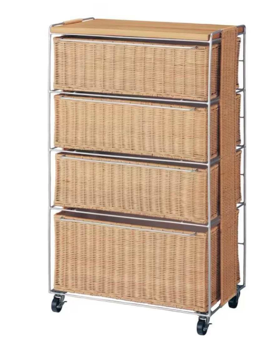 ベルメゾン　ラタンランドリーチェスト　ライトナチュラル Ｄ／６０