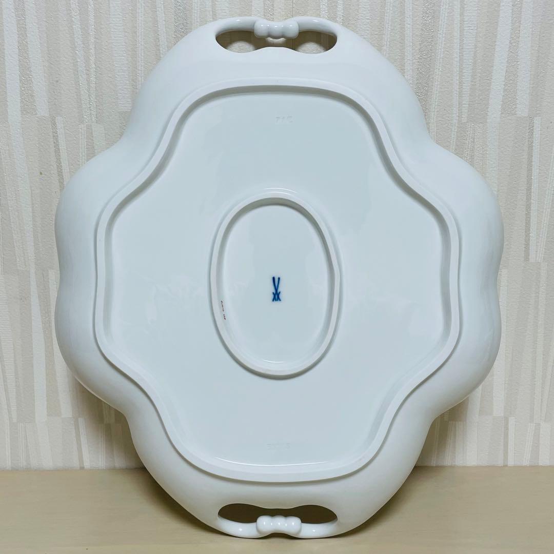 大型 Meissen マイセン フルーツ オーバルプレート 持ち手付き 飾り皿