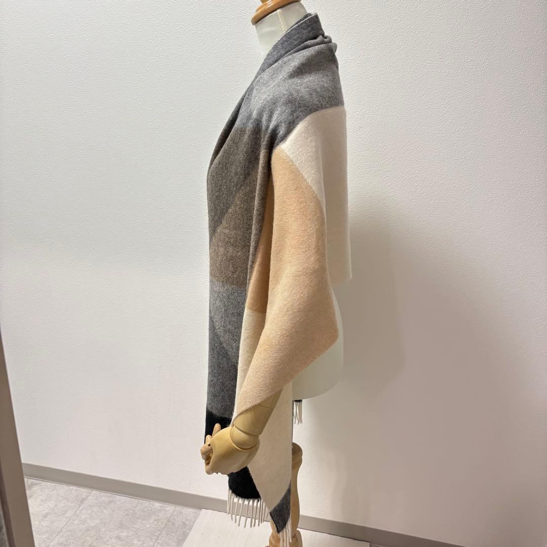 良品 katespade カシミヤ100% 大判 ストール マフラー スペード柄