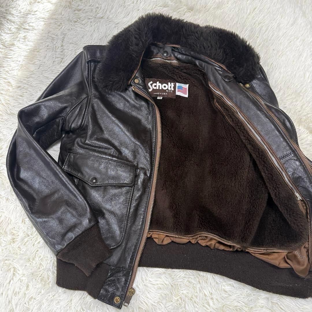 米国製✨schott フライトジャケット G-1 A-2 本革 焦茶 襟ボア