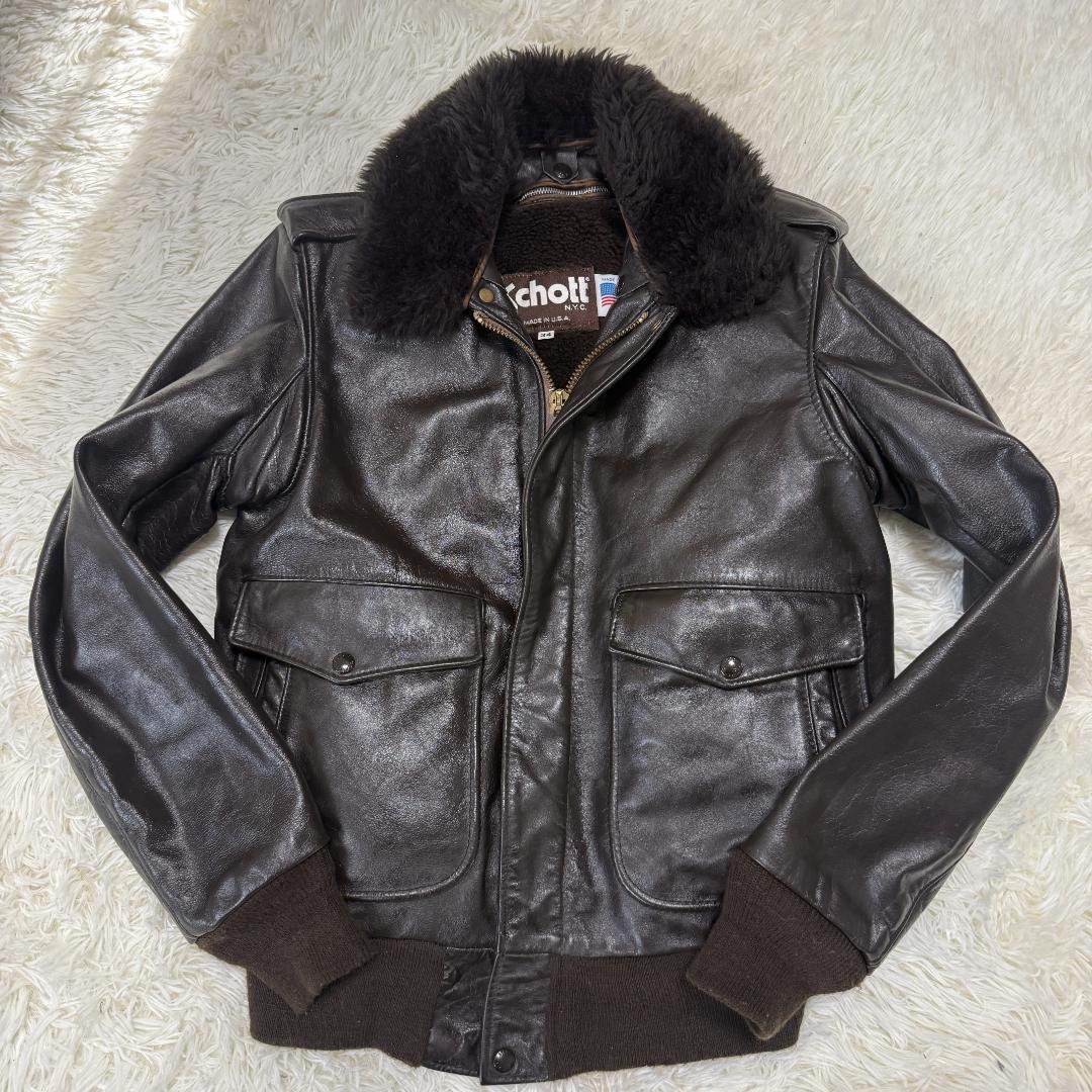 米国製✨schott フライトジャケット G-1 A-2 本革 焦茶 襟ボア