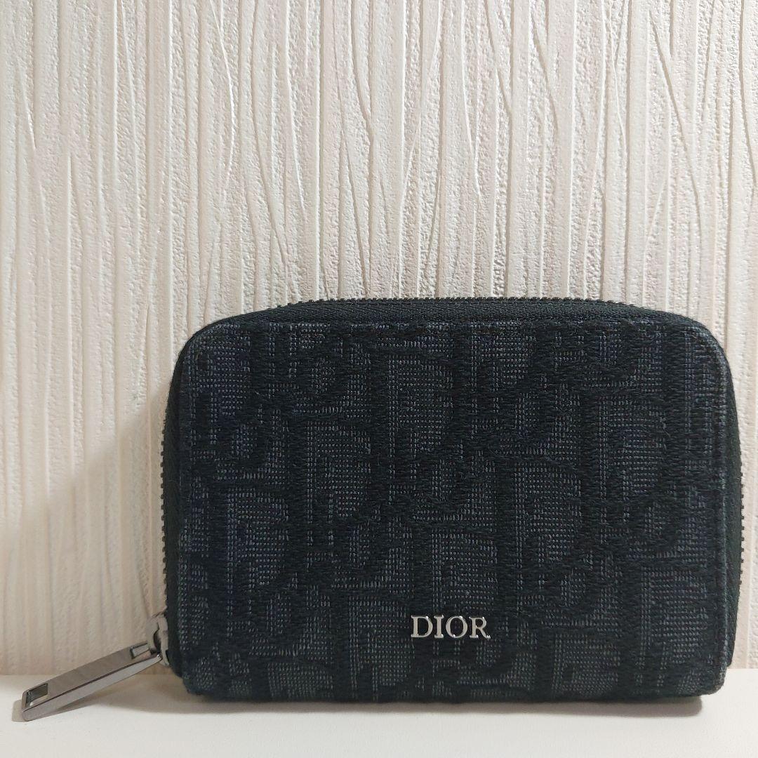 ディオール オブリーク ラウンドジップ ケース 財布 キャンバス ブラック