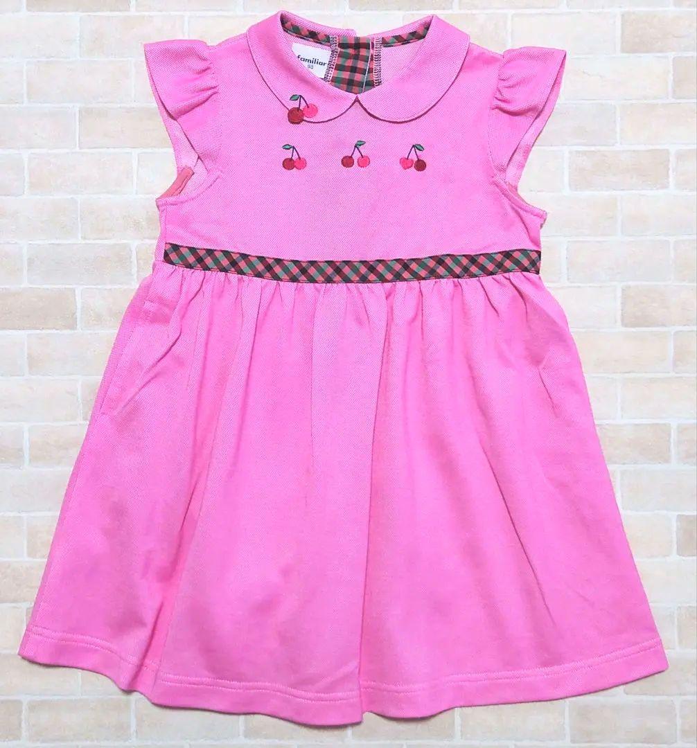 美品　familiar　ファミリア　さくらんぼ　半袖　ポロワンピース　90