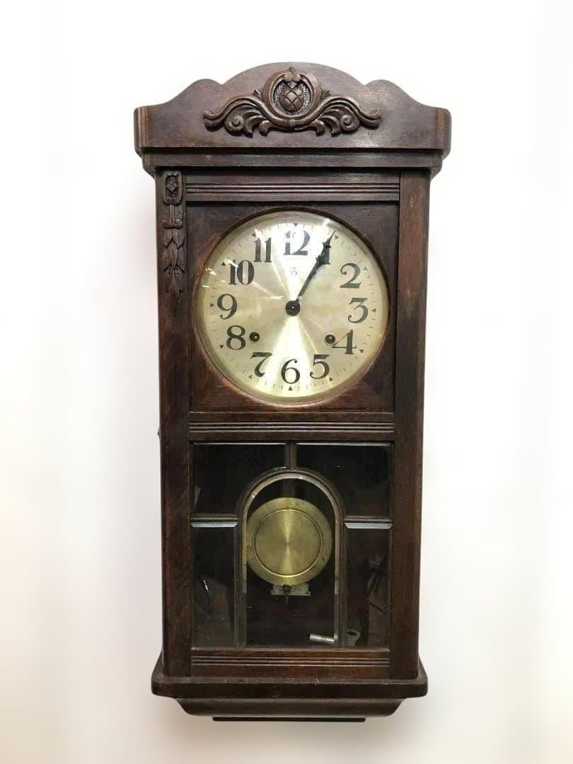 【送料無料】昭和13年製 矢野時計製作所 壁掛け 振り子時計 251105