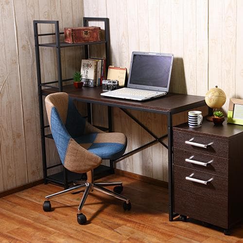 《新品・送料無料》ラック付きデスク ルール 奥行49cm ダークブラウン