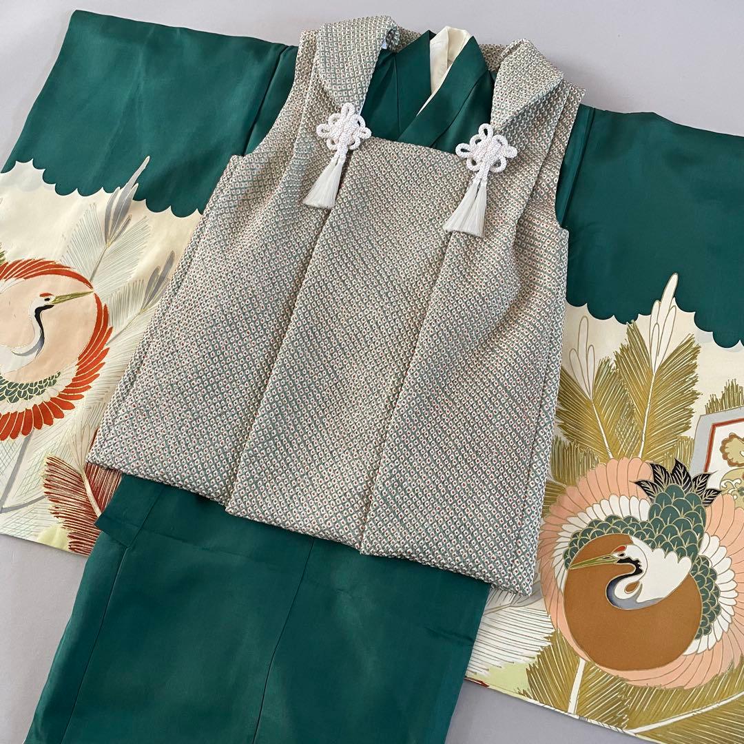 七五三　3歳　アンティークお着物セット　総絞りの被布コーデ　ブーツセット