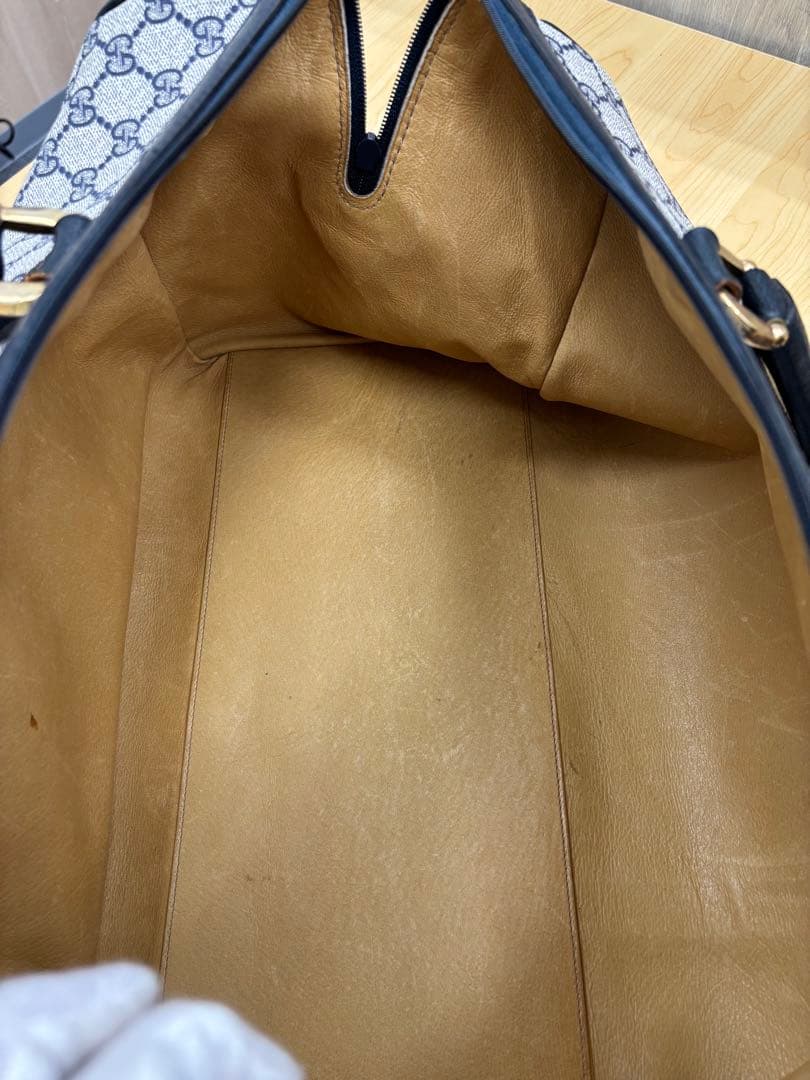 GUCCI オールドグッチ GG PVC ボストンバッグ ネイビー 大容量
