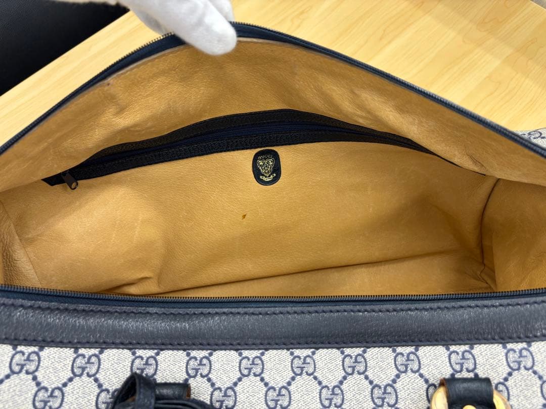 GUCCI オールドグッチ GG PVC ボストンバッグ ネイビー 大容量