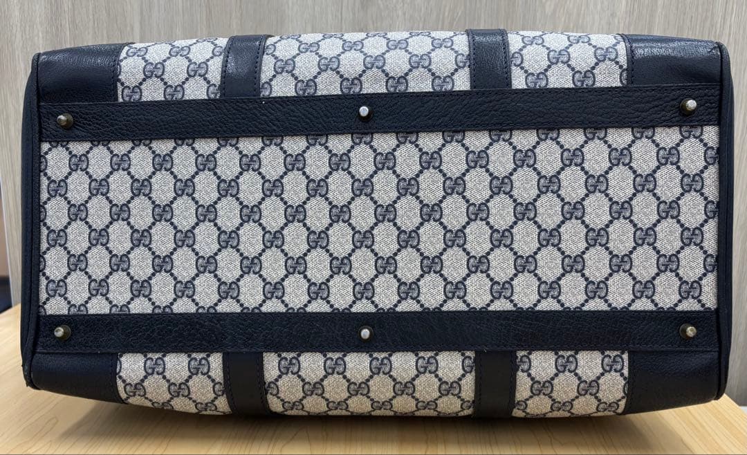 GUCCI オールドグッチ GG PVC ボストンバッグ ネイビー 大容量