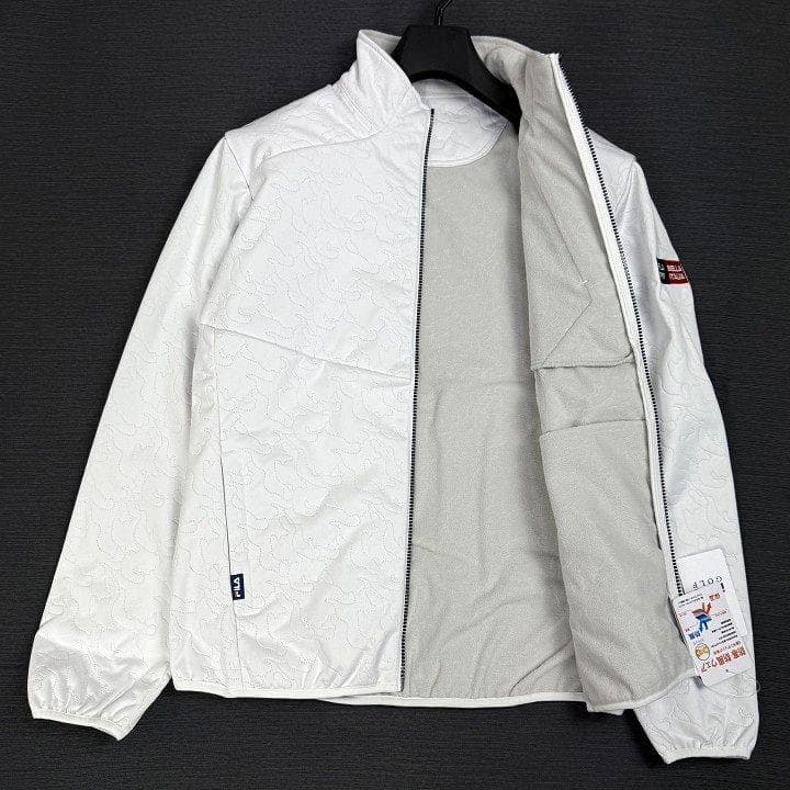 新品 フィラ ゴルフ 上下セット 高周波キルト ３層ボンディング カモ柄 白 L