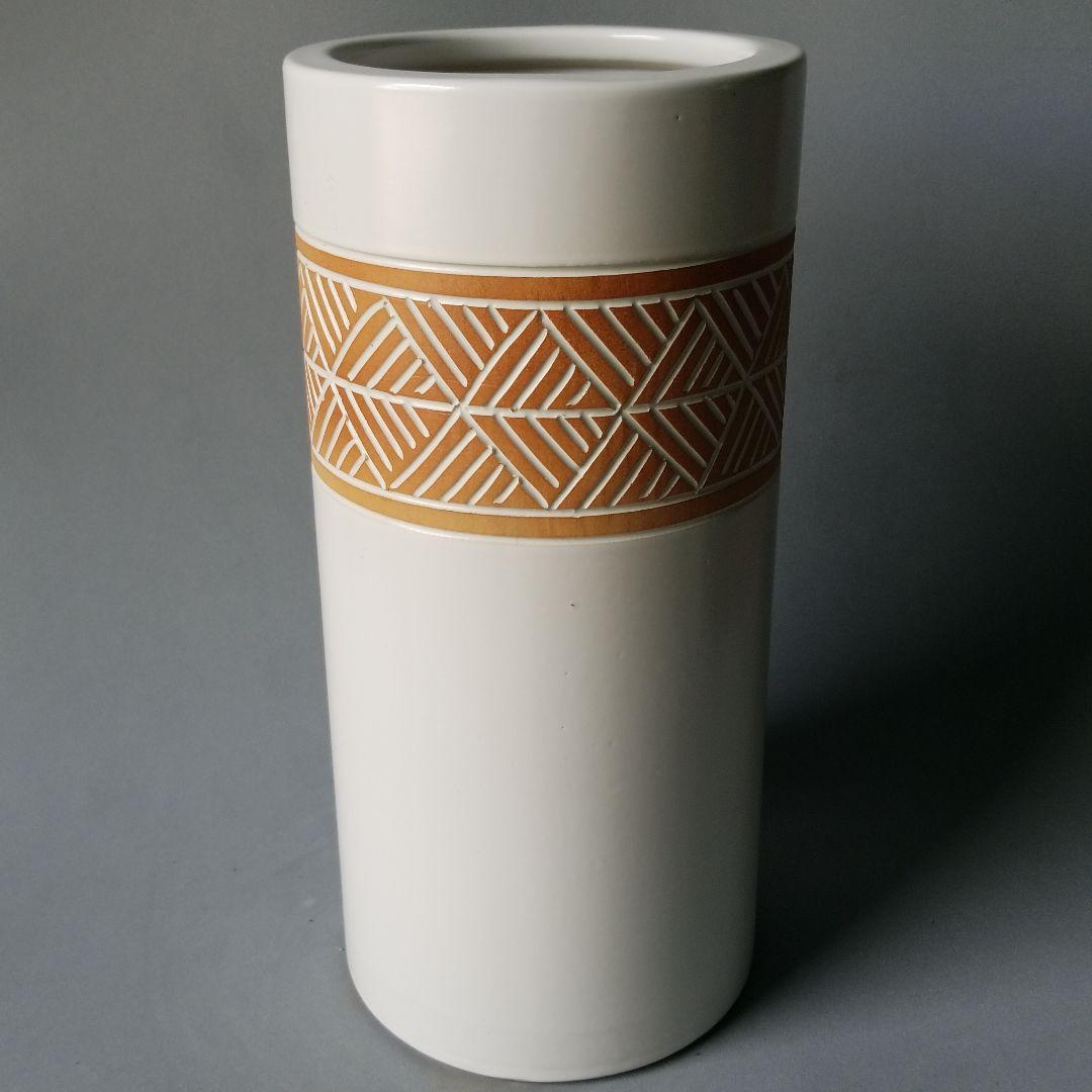 信楽焼傘立て  筒型幾何学絵 高さ４７cm