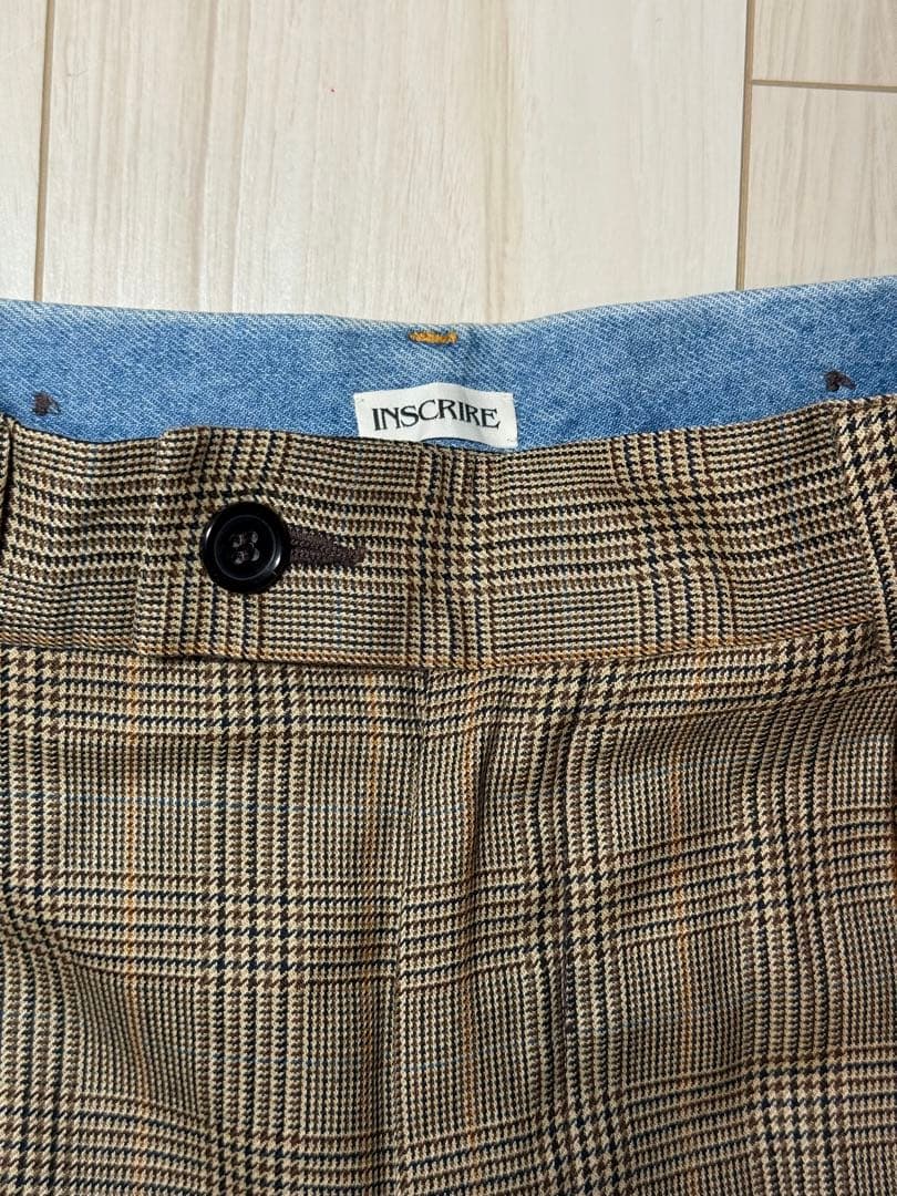 アンスクリア　グレンチェックコンビネーションパンツ