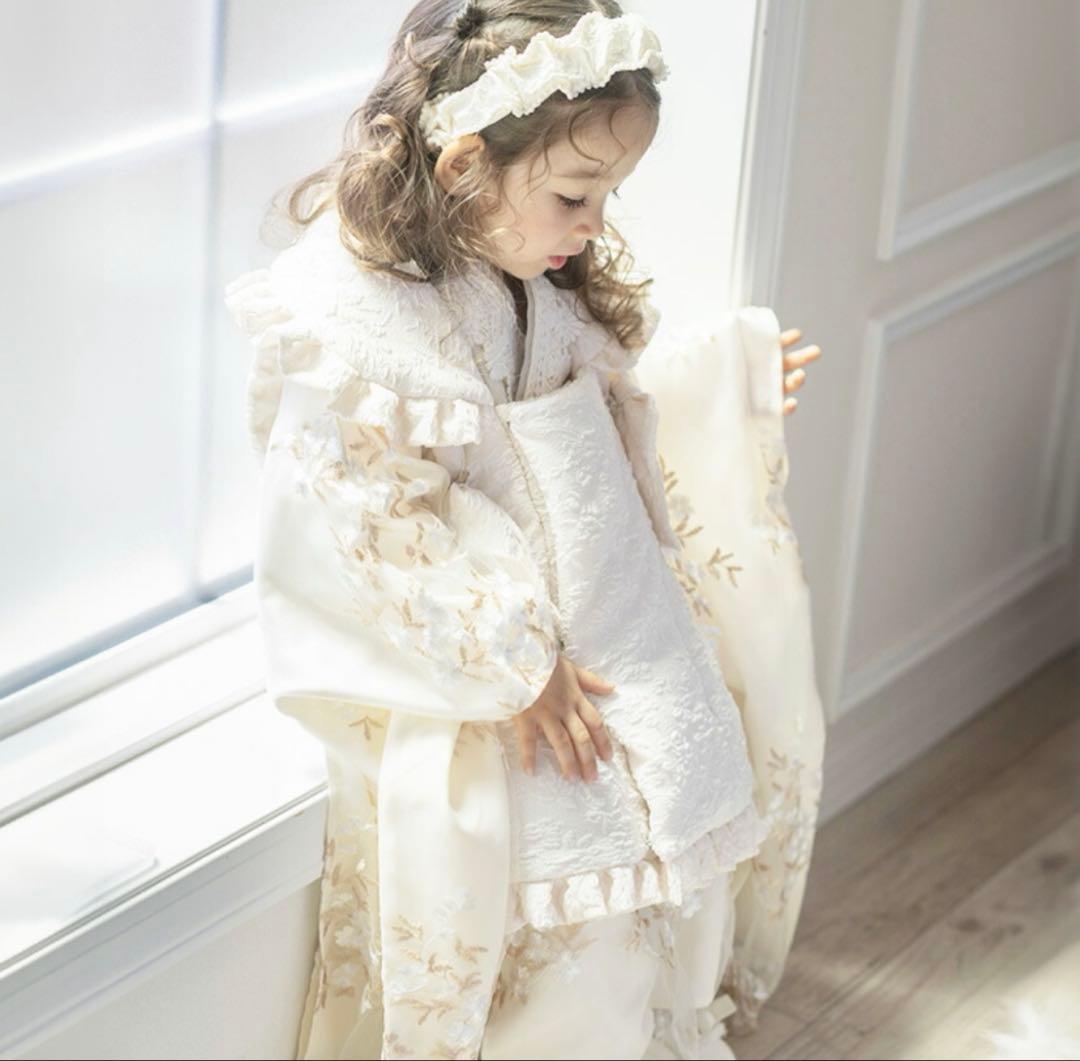 着用2時間だけ‼️七五三着物ワンピース＆被布セット ホワイト 3歳 4歳 女の子