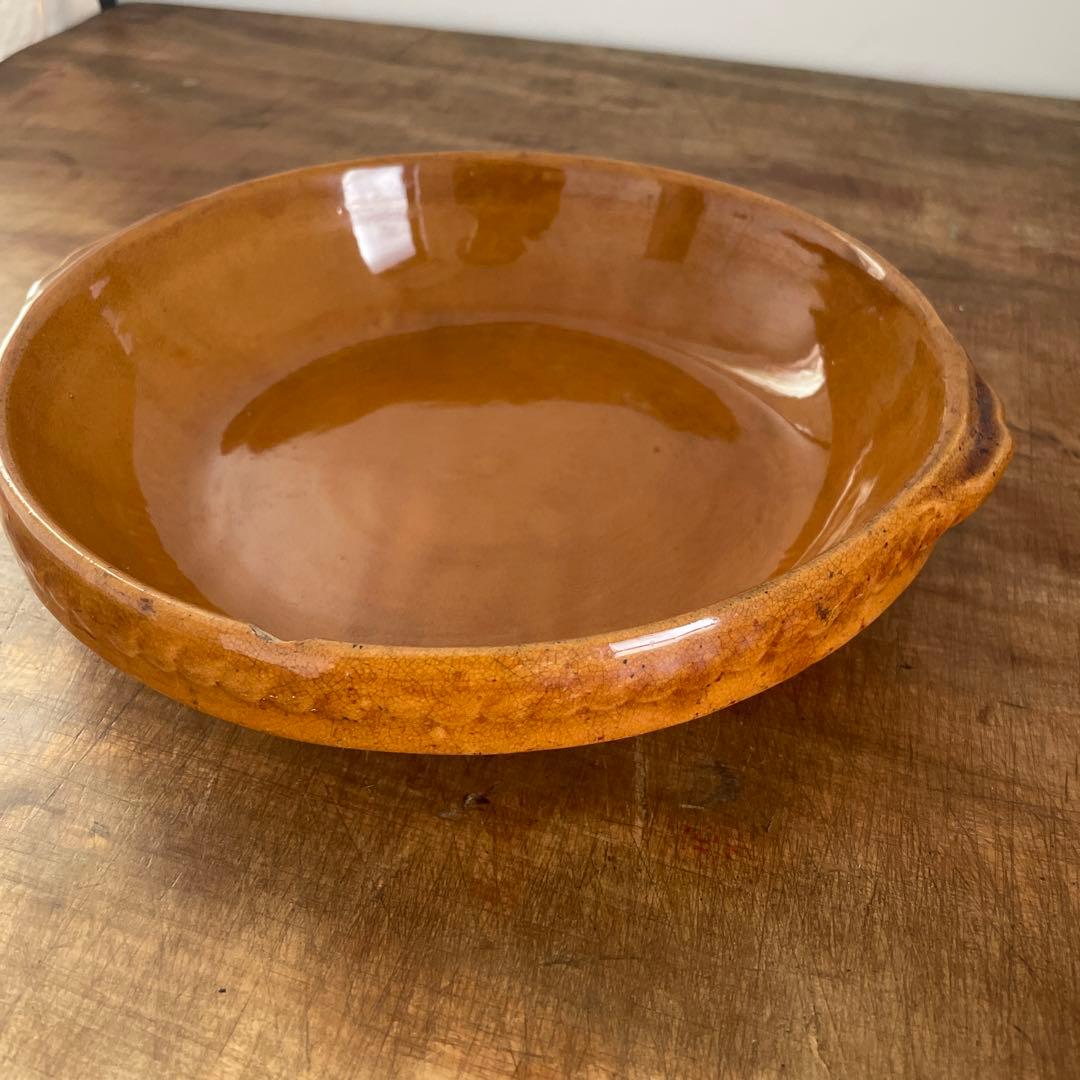 フランスアンティーク　テラコッタオーブン皿