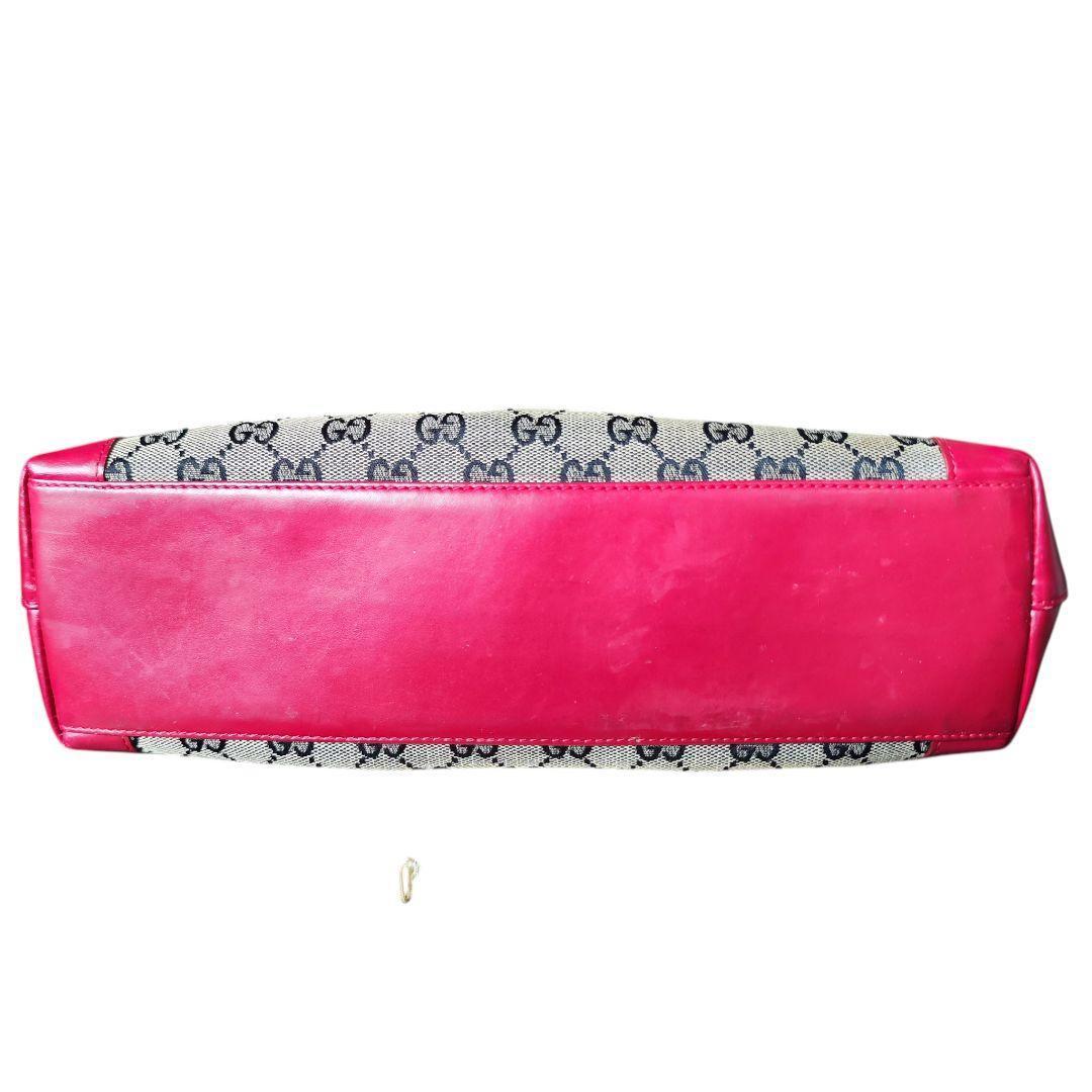 【美品】GUCCI グッチ GGキャンバス レザー トートバッグ レッド 赤