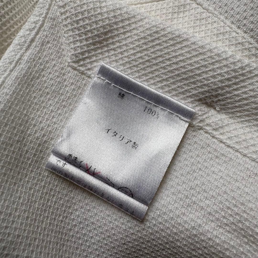 定番/Finamore/コットンワッフルシャツ/ホワイト