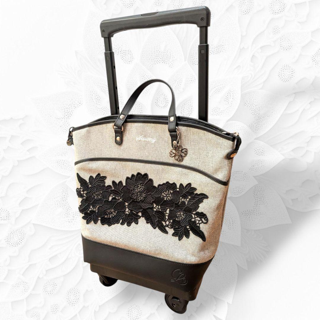 【最終価格】近沢レース×スワニー 4輪ストッパー キャリーバッグ 刺繍 花柄