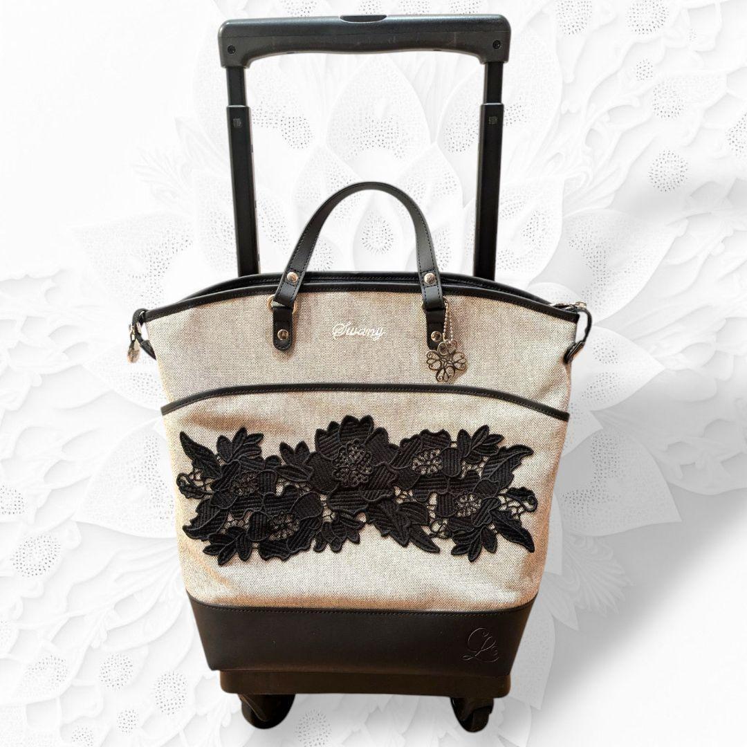 【最終価格】近沢レース×スワニー 4輪ストッパー キャリーバッグ 刺繍 花柄