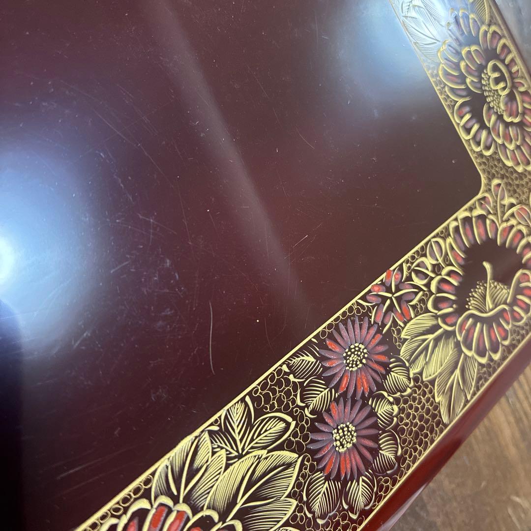 輪島塗 漆器 2段重箱 共箱・台付き