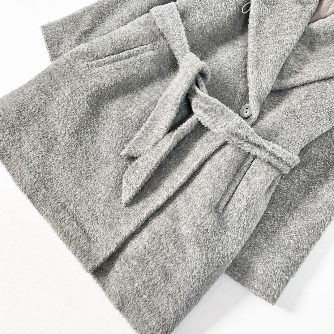 うさぎさまマックスマーラ アルパカシャギー フードベルテッドコート ラップコート