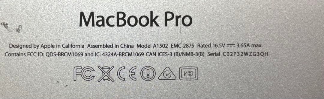 MacBook Pro 13インチ Retina 2014mid 8GB