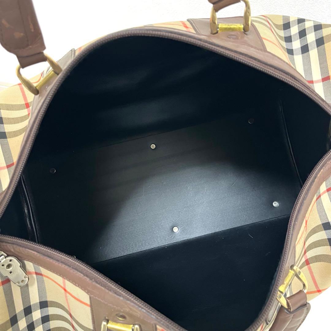 美品　バーバリー　ボストンバッグ　ノバチェックシャドーホース　大容量　鍵付き