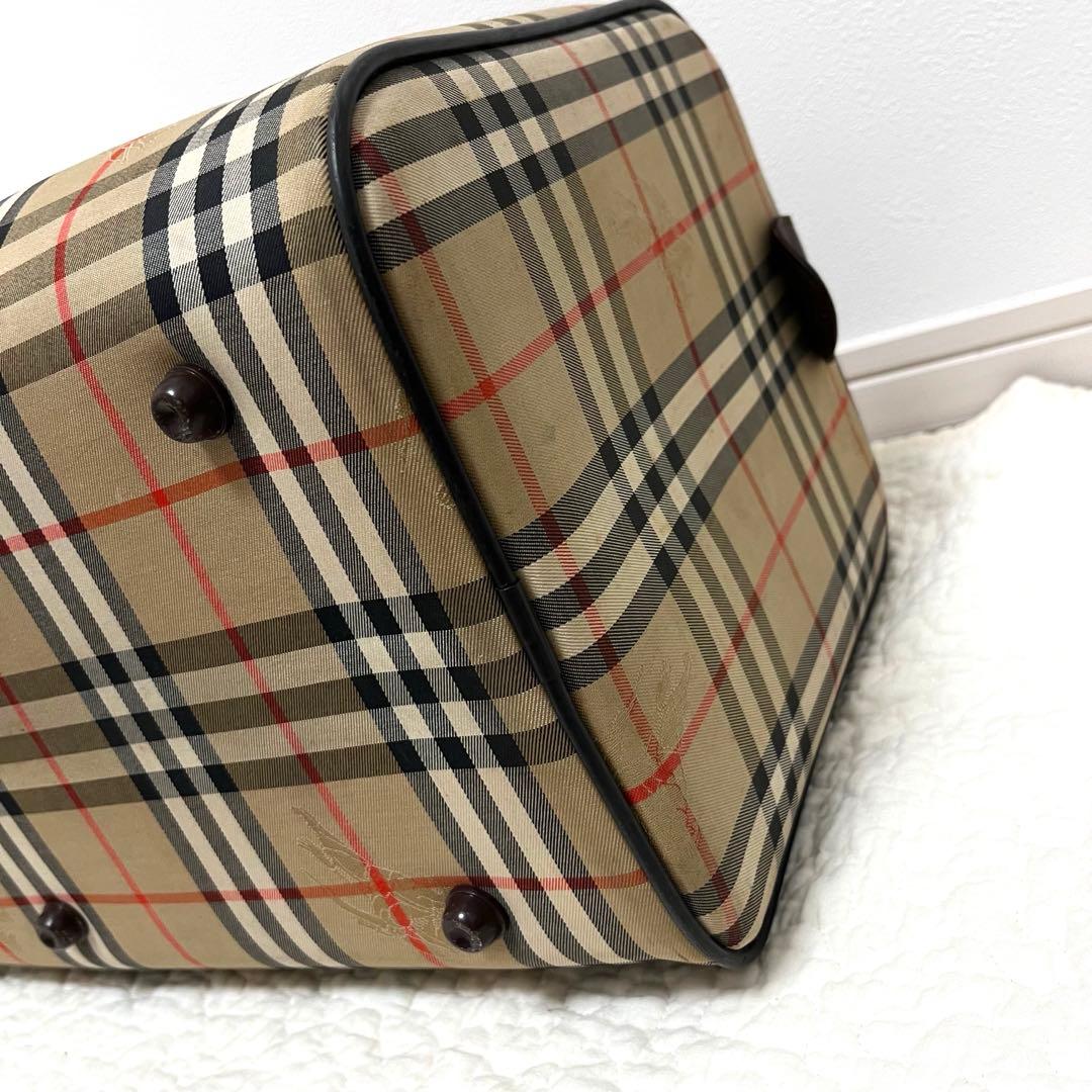 美品　バーバリー　ボストンバッグ　ノバチェックシャドーホース　大容量　鍵付き
