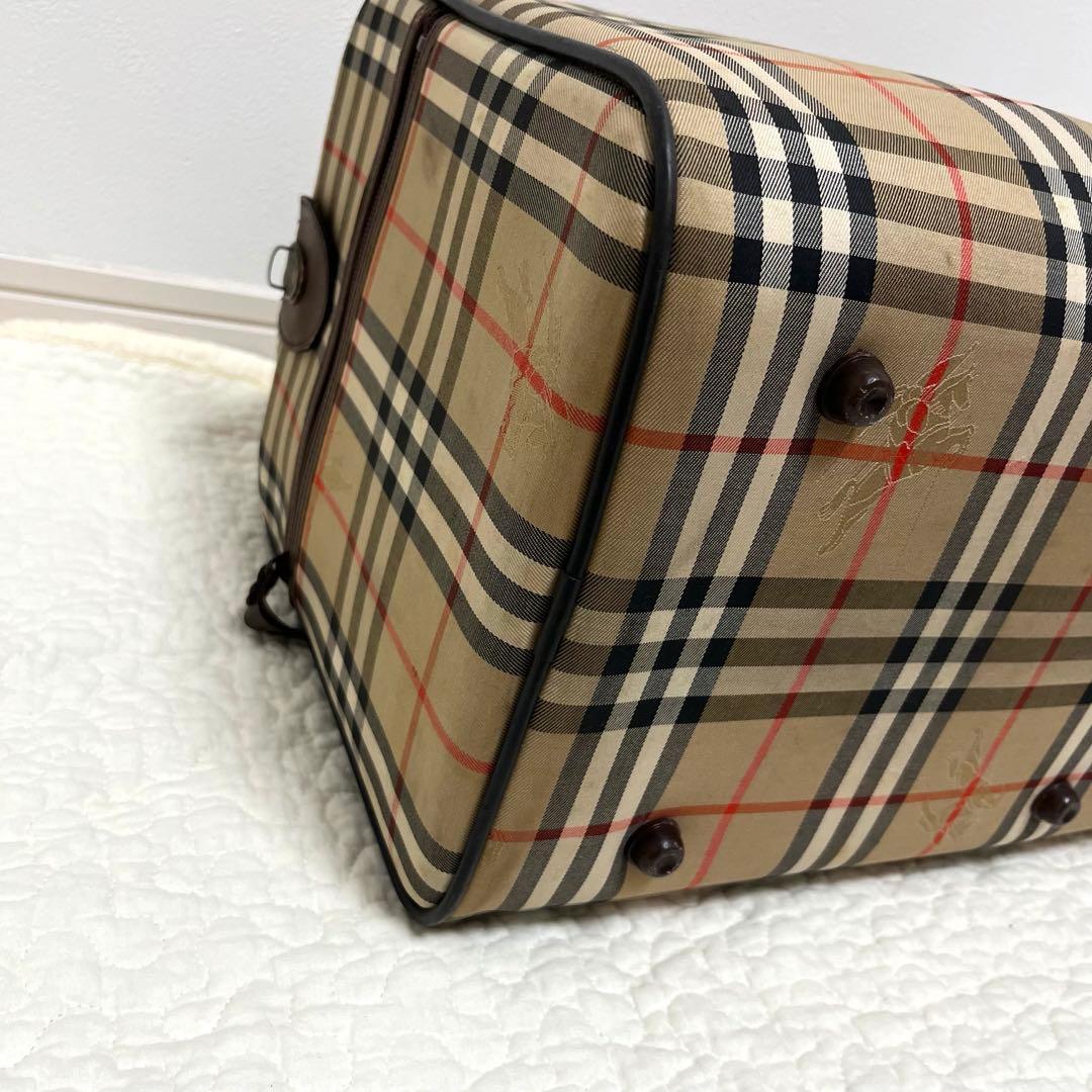 美品　バーバリー　ボストンバッグ　ノバチェックシャドーホース　大容量　鍵付き