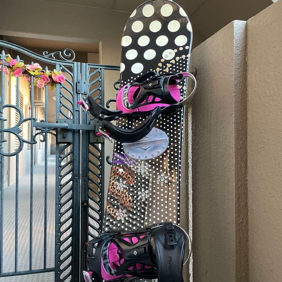 スノーボードセット 黒水玉模様　女性　子供