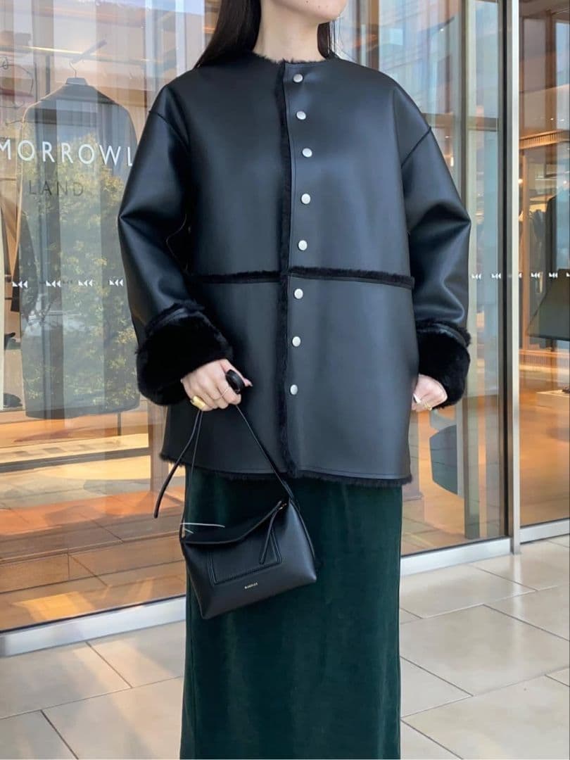 25AW【MACPHEE】フェイクムートン リバーシブルショートコート