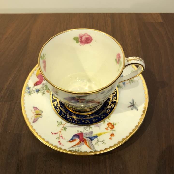 【販売証明書付き】ロイヤルダルトン 花鳥絵碗皿 デミタスカップ