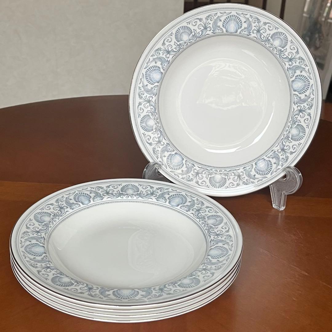 【黒壺美品】英国製　ウェッジウッド★ドルフィンホワイト★深皿　5枚