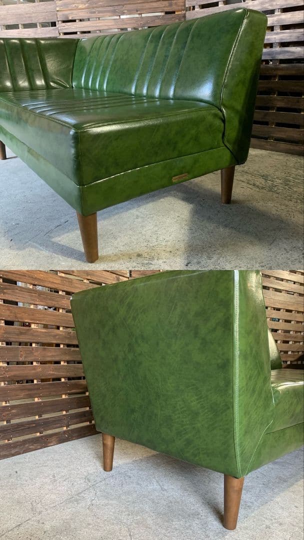 H425\" niko and コーナーソファ L字型 合皮 グリーン