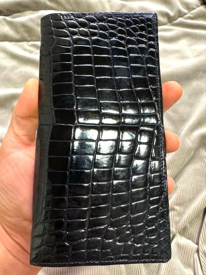 最高級！JRA認定！　クロコダイル　ポロサス　ブラック　小銭入れ付き　長財布