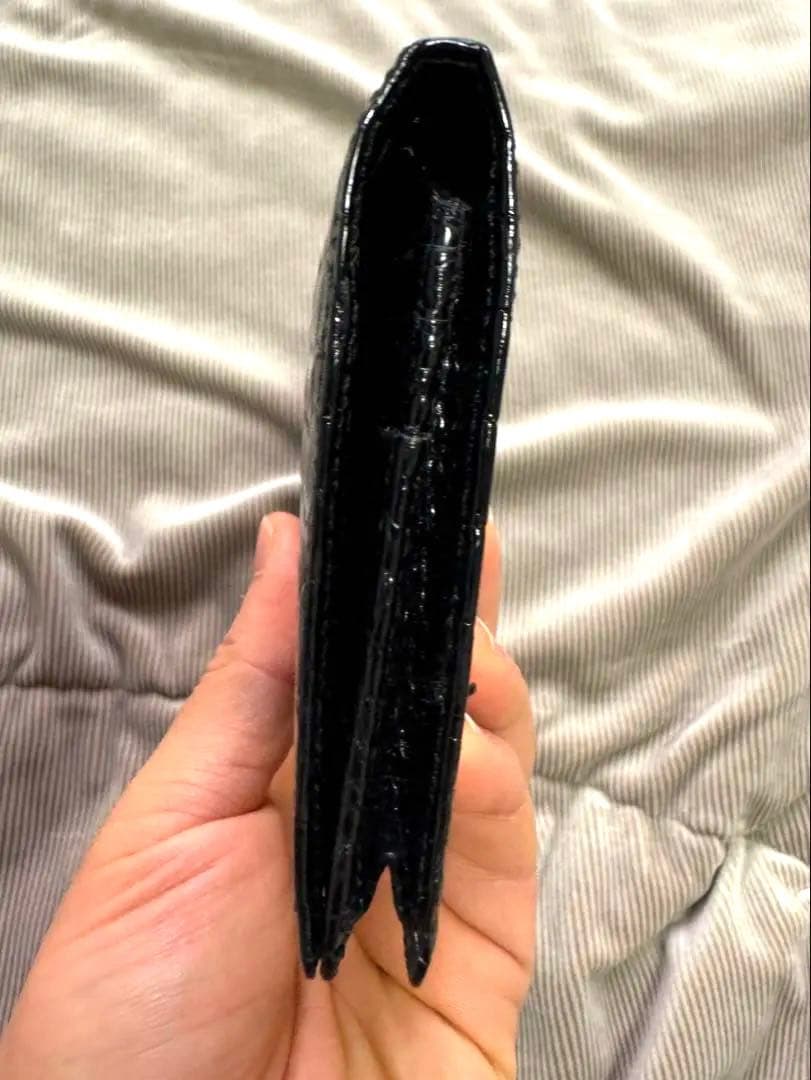 最高級！JRA認定！　クロコダイル　ポロサス　ブラック　小銭入れ付き　長財布