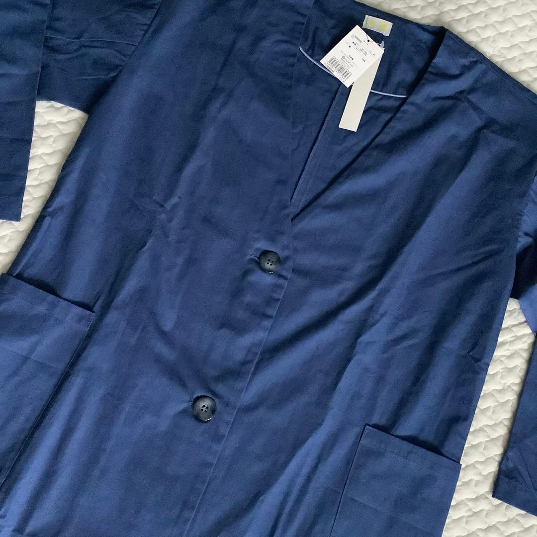 HOUSEWEARSTUDIOPLUS コート 割烹着 カフェエプロン ネイビー