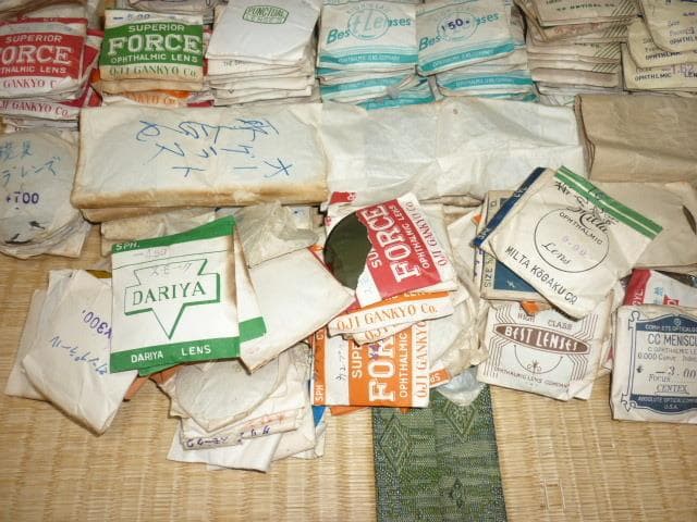 希少ガラス大正時代～紙袋付◆アメリカ製含む 丸眼鏡レンズ 色々な色両眼1000枚