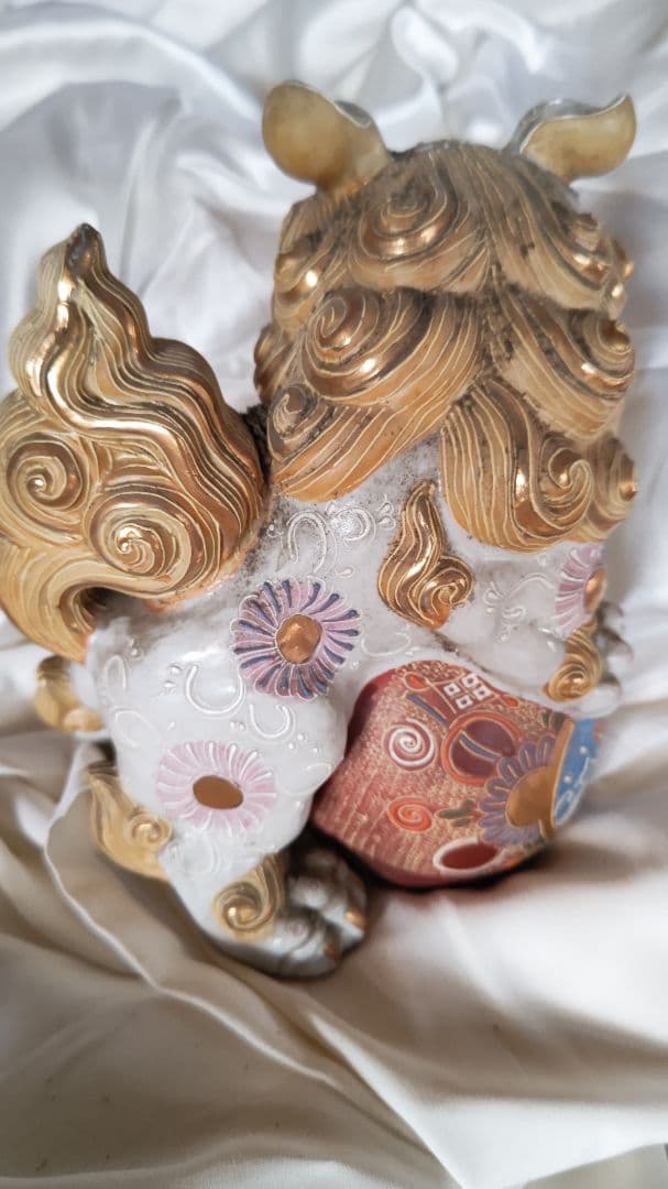 高級品 九谷焼 九谷焼狛犬 焼物 迫力ある狛犬 陶器製