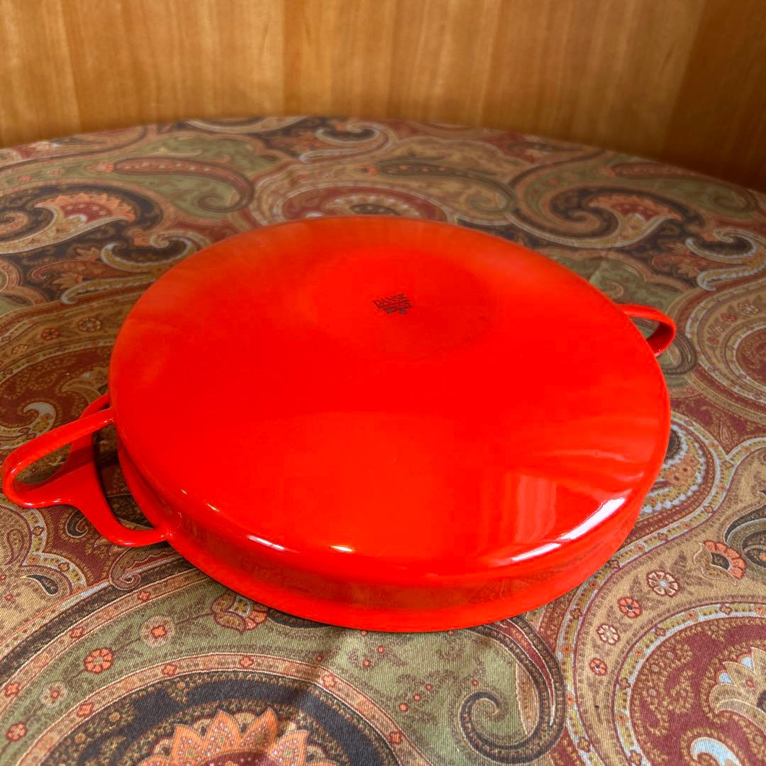 168◆DANSK 25cm 両手鍋フライパン　パエリアパン　赤いホーロー廃盤品
