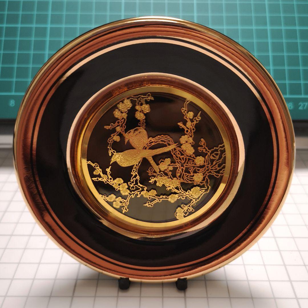 花鳥皿 純金 彫金 Φ110mm