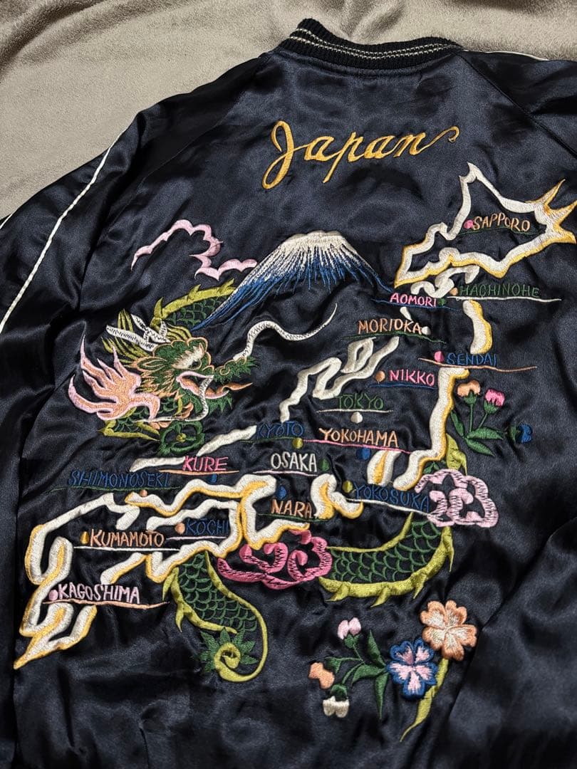 ２面用 テーラー東洋 龍 富士山 地図 日本限定 スカジャン vintage