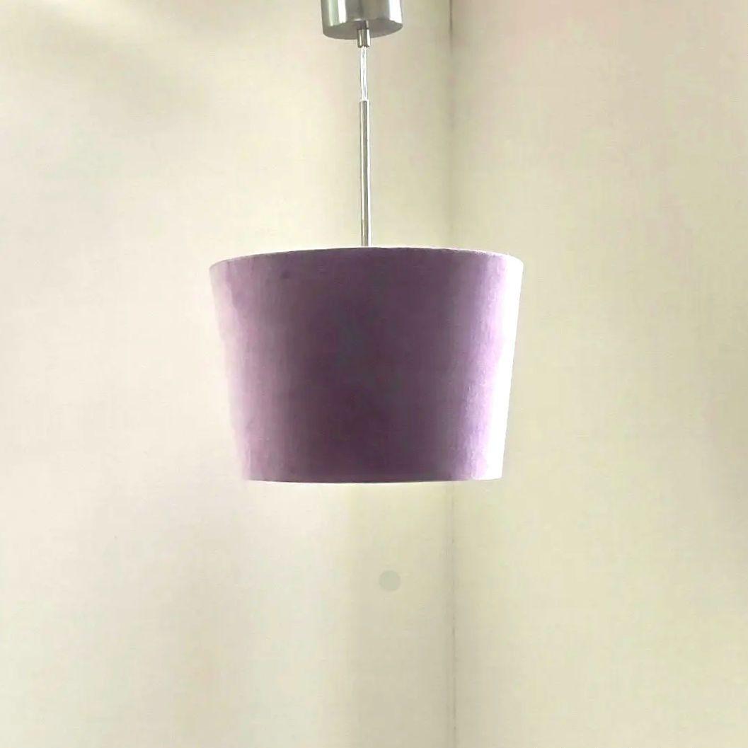 ドラムシェード　天井照明　ルームランプ　ライト　パープル　ベロア　ヴィンテージ