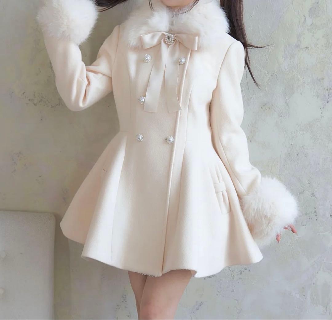 nogenki ファーフレアパールダブルコート