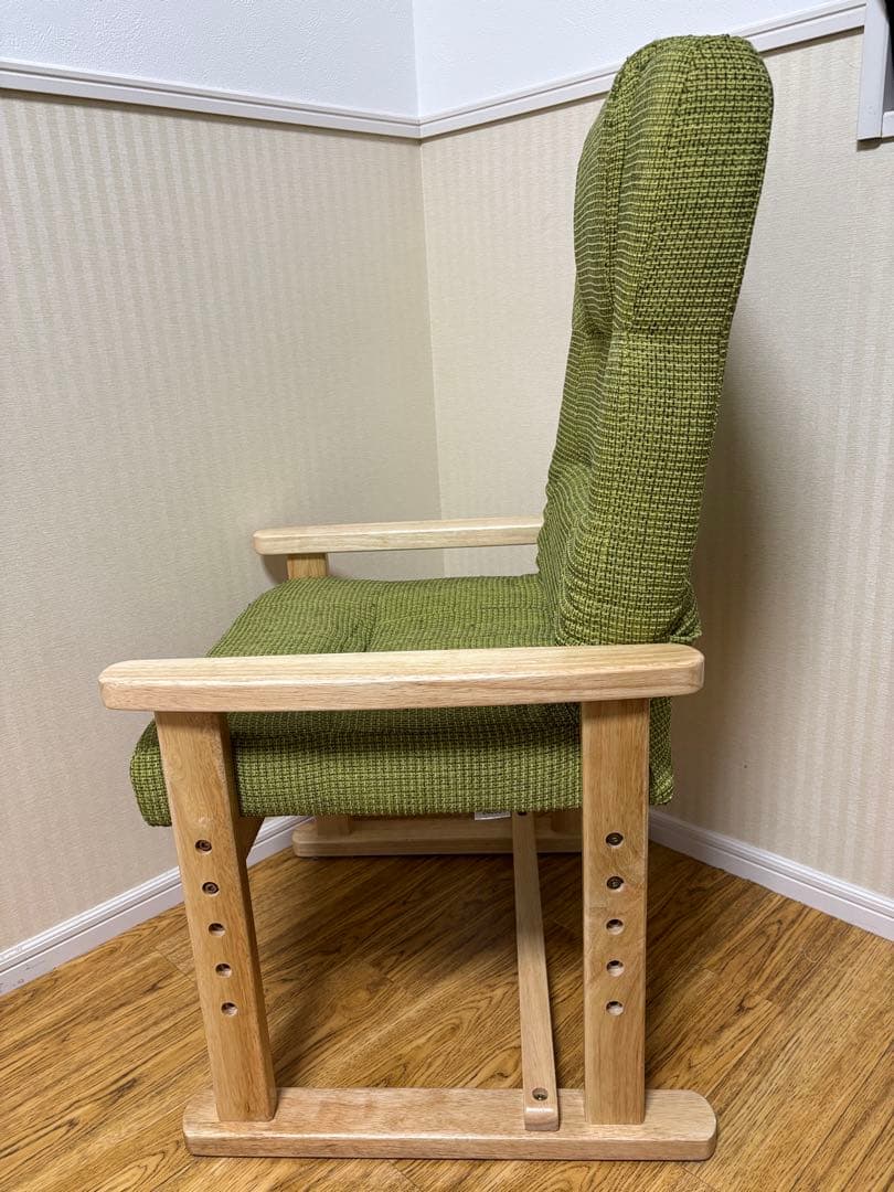 高座椅子　肘掛け付き　アイリスプラザ　リクライニング　折り畳み　グリーン