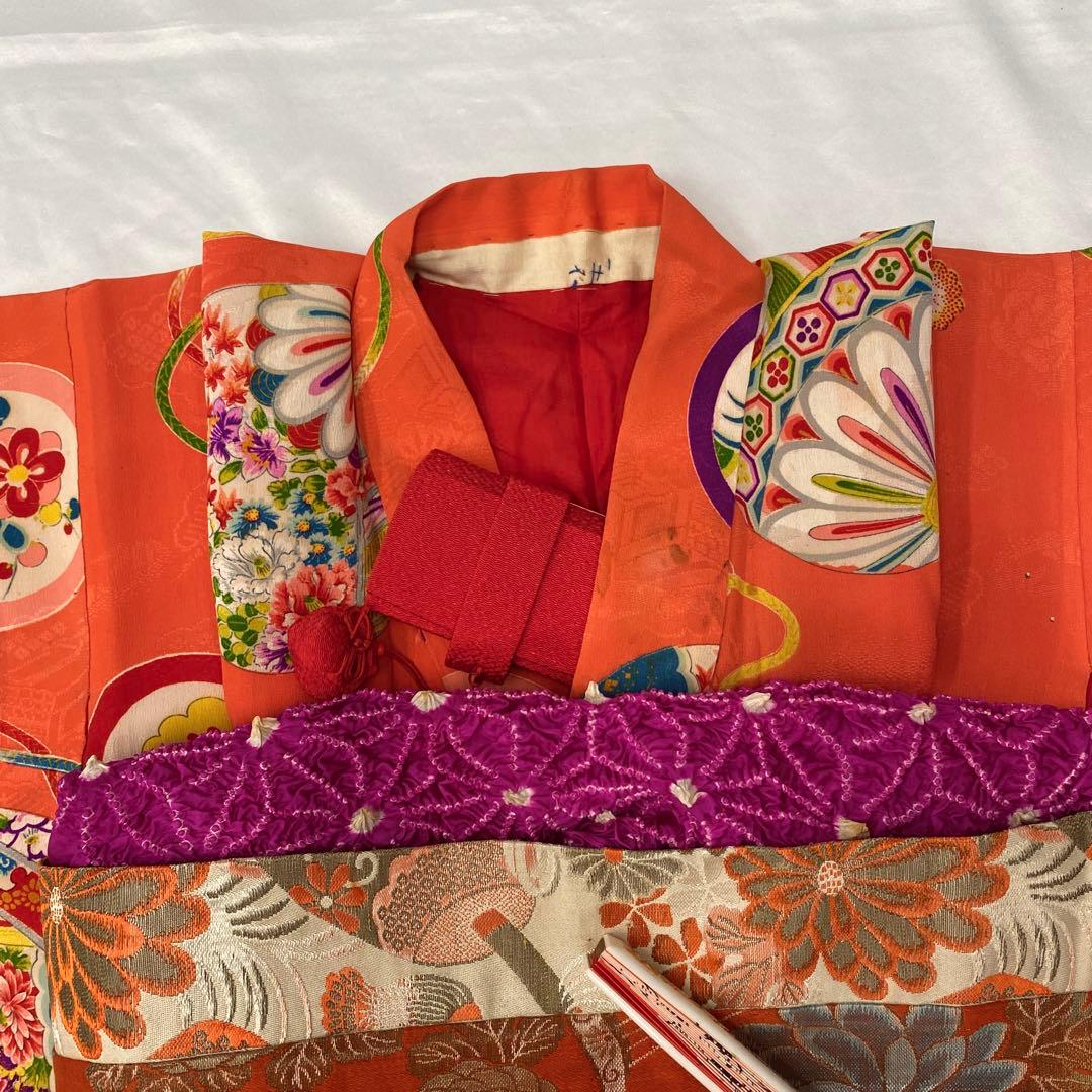 508agu36◎七五三 七歳 アンティーク着物&アンティーク丸帯◎