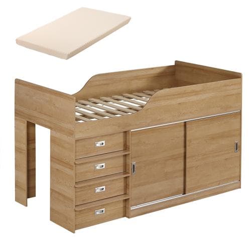 【マット付き】システムベッド ロフトベッド S 木製 高さ115cm シングル