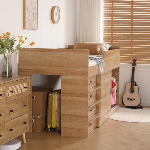 【マット付き】システムベッド ロフトベッド S 木製 高さ115cm シングル