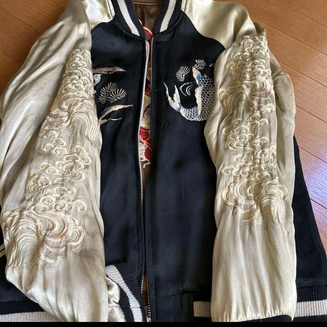 スカジャン リバーシブル　鯉　一寸法師　S 和柄 スーベニア 刺繍