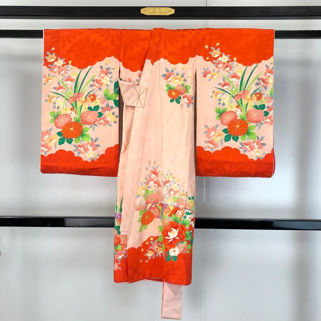 子供着物 お宮参り 七五三 祝着 襦袢付 鳥 花柄模様 金駒刺繍 CK-7388