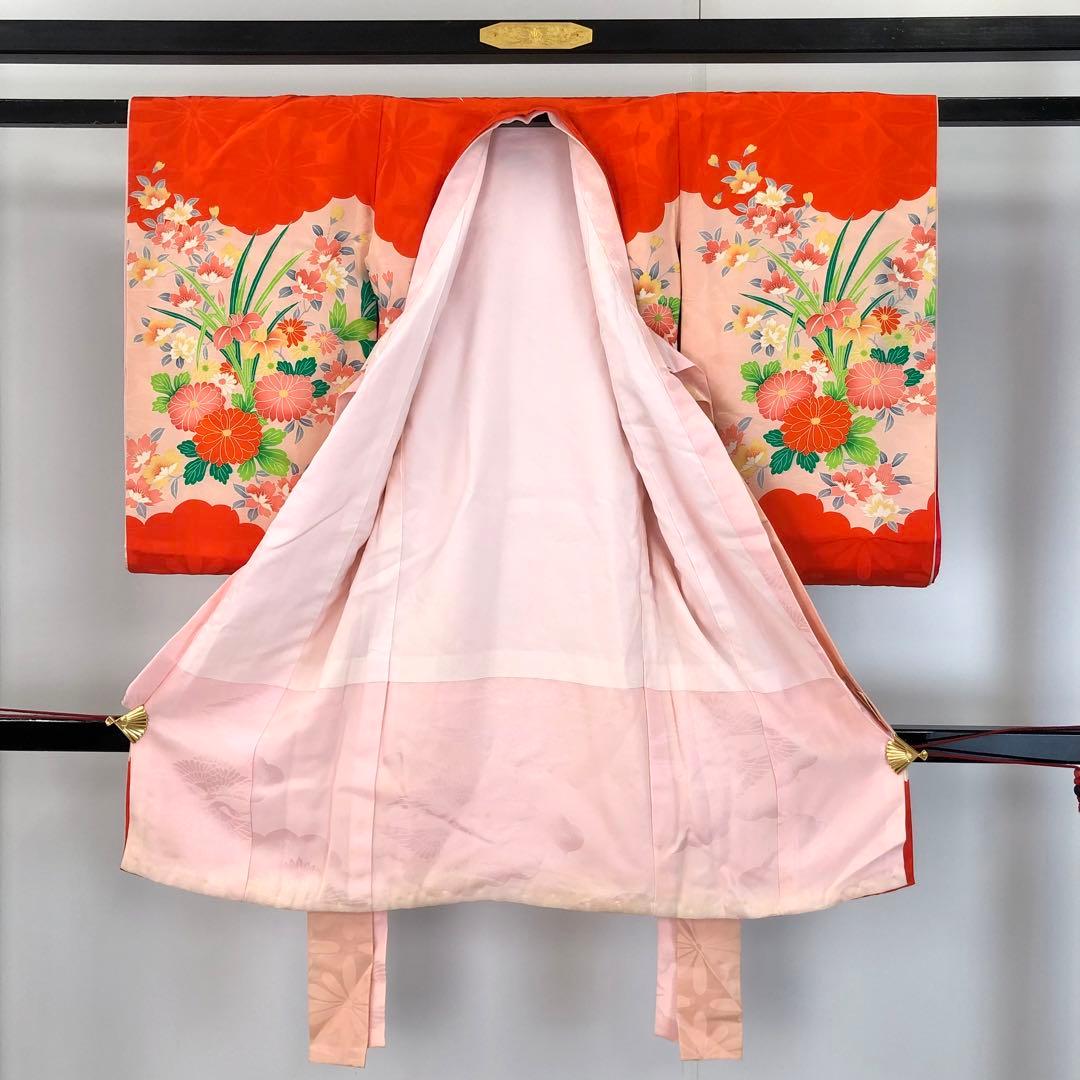 子供着物 お宮参り 七五三 祝着 襦袢付 鳥 花柄模様 金駒刺繍 CK-7388